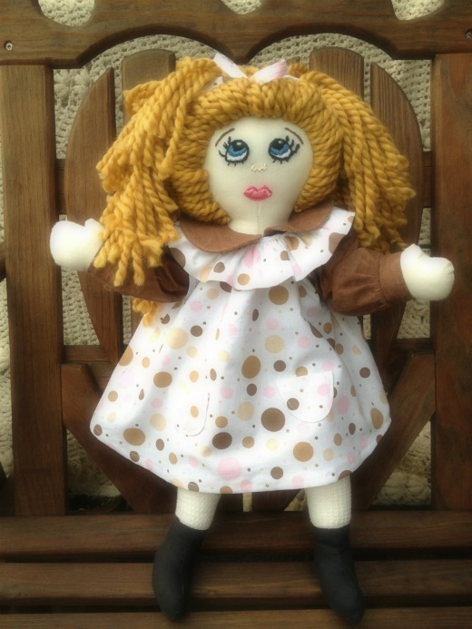 Bubbles In Brown And Pink 21" Cloth Rag Doll